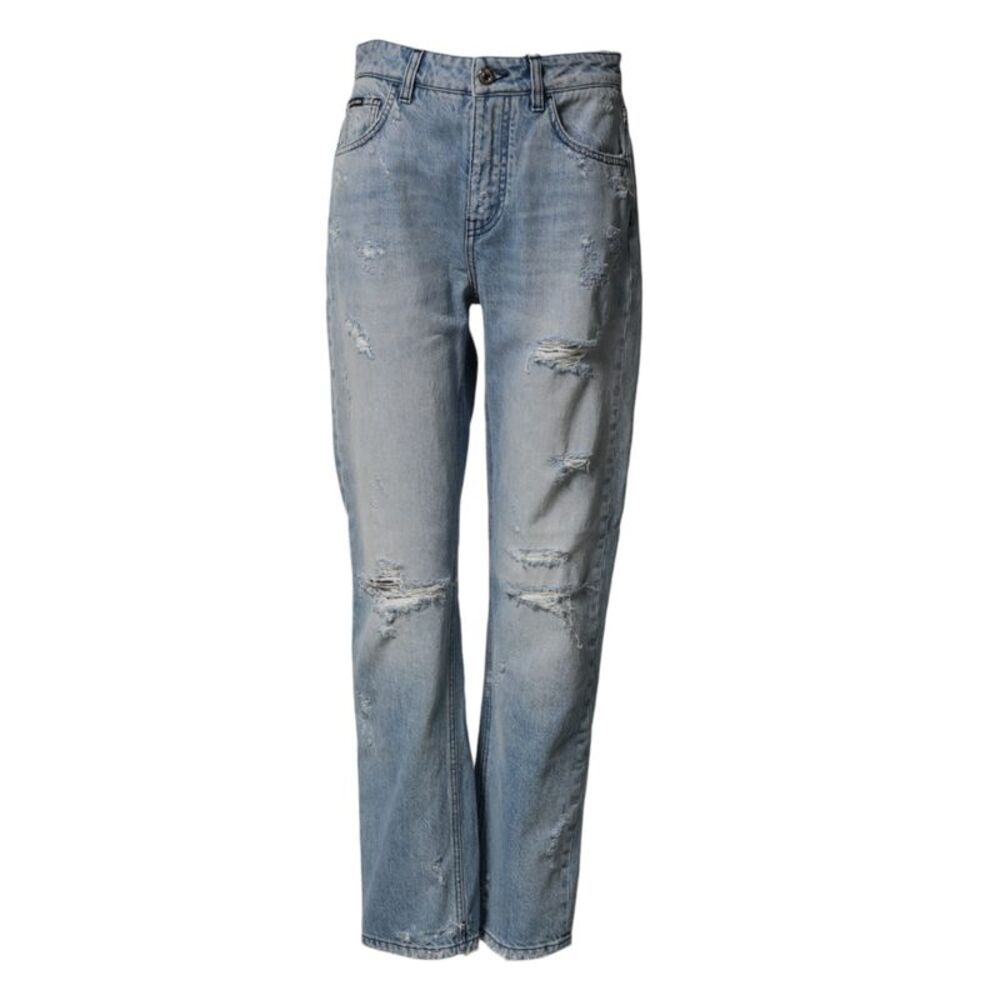 Dolce & Gabbana LightBlue Ripped Washed BOYFRIEND Denim Women's Jeans